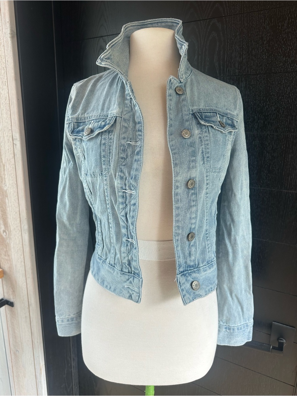 Free People-  Light Blue Fitted Denim Jacket- XS